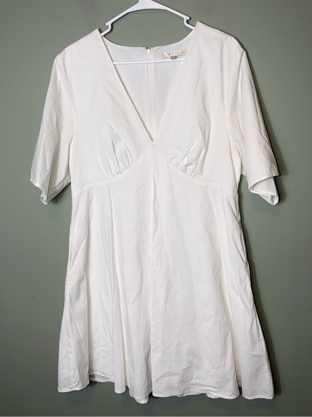 WAYF Women’s Zelma short-sleeve babydoll mini dress in white XL
